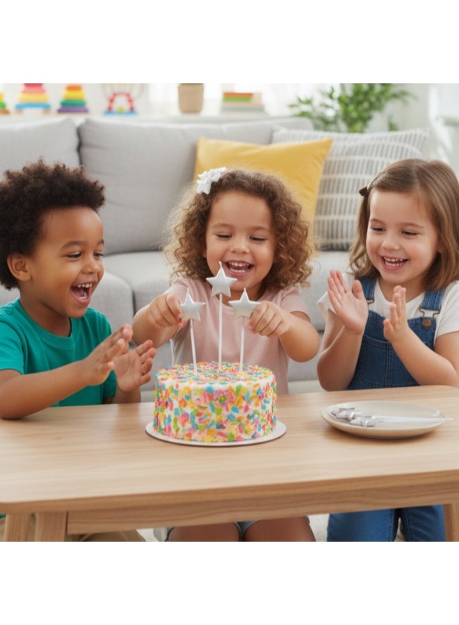 Ciao Silver Star Birthday Candle Set – Pack of 4 Metallic Cake Candles for Parties, Birthdays, and Celebrations - Image 3