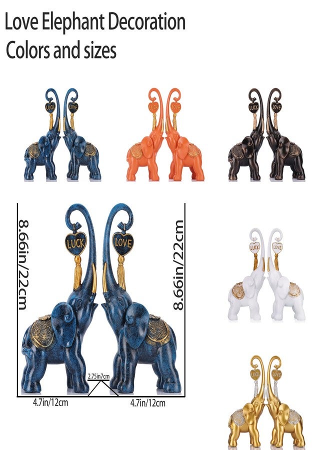 DOVDOV Gold Elephant Statue, Love Elephant Sculpture Set of 2, Gold Home Decor for Office TV Stand Bookshelf Office Divider Desktop Centerpiece. - Image 2