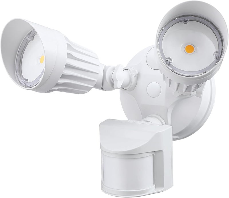 LEONLITE COB LED Security Light, Motion Sensor Flood Lights Outdoor, Aluminum, 3 Modes Motion Detector+Dusk to Dawn+Switch Control, 100-277V, Adjustable 2-Head, IP65, 5000K Daylight, ETL, White - Image 1