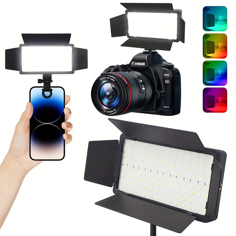 مصباح دائري مربع LED مع مشبك، إضاءة USB قابلة للشحن، أضواء RGB متعددة الألوان - Image 1