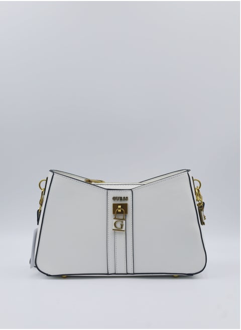 GUESS GINEVRA NUDE SHOULDER BAG White