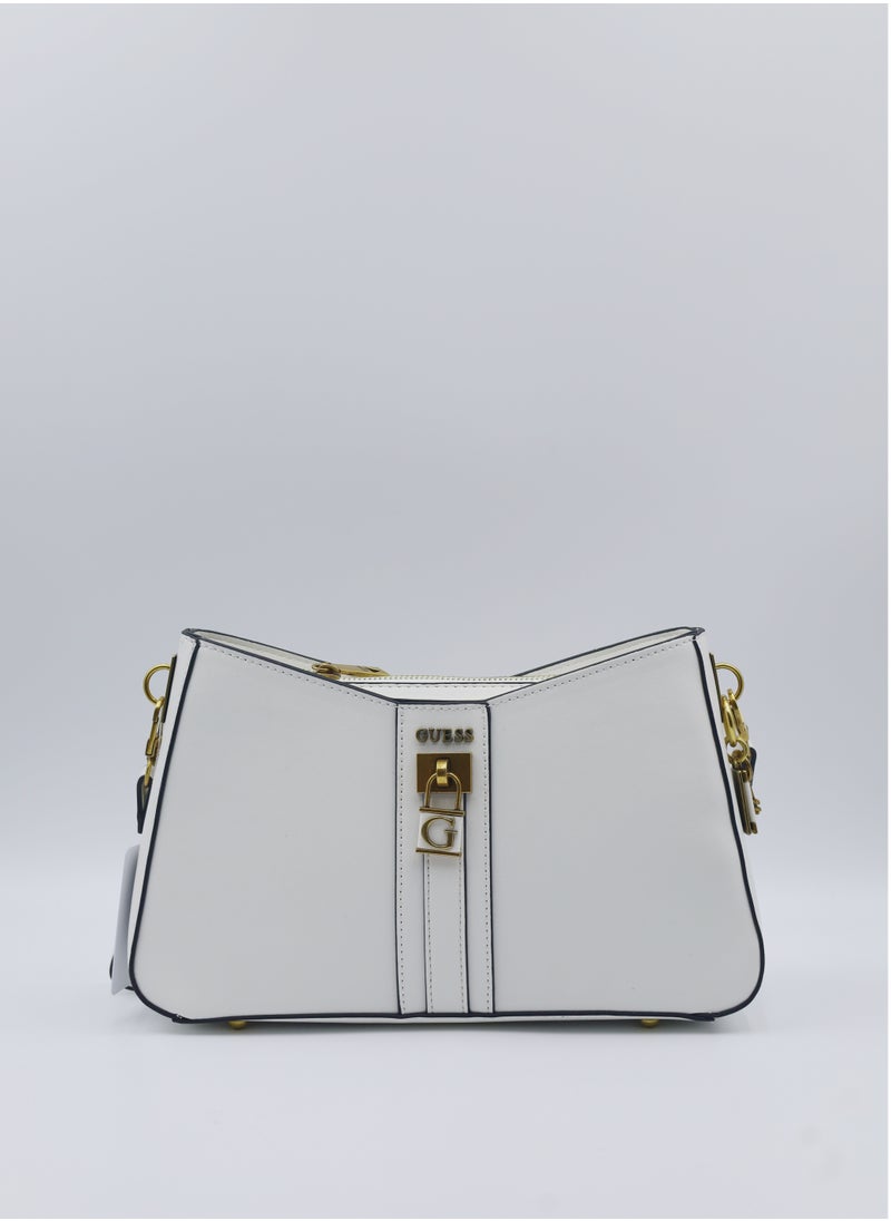 GUESS - GUESS GINEVRA NUDE SHOULDER BAG White - Image 1