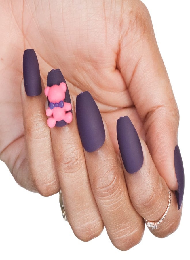 Beromt false Nails Beromt Cute Charm Nails 12 Pcs French False Nails Glossy Full Cover Artificial Fingernails Medium Round Fake Nails with Glue tab for Women and Girls Claws - BFNC12CC - Image 3