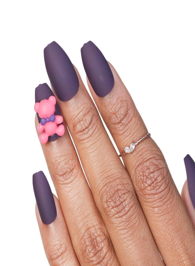 Beromt false Nails Beromt Cute Charm Nails 12 Pcs French False Nails Glossy Full Cover Artificial Fingernails Medium Round Fake Nails with Glue tab for Women and Girls Claws - BFNC12CC - Image 2
