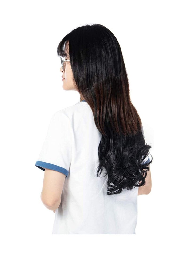 إستيل وصلات شعر 4 قطع 11 مشابك مموجة سميكة كاملة الرأس مزدوجة اللحمة على وصلات شعر صناعية متموجة قطع شعر للنساء أسود داكن مجعد - Image 5