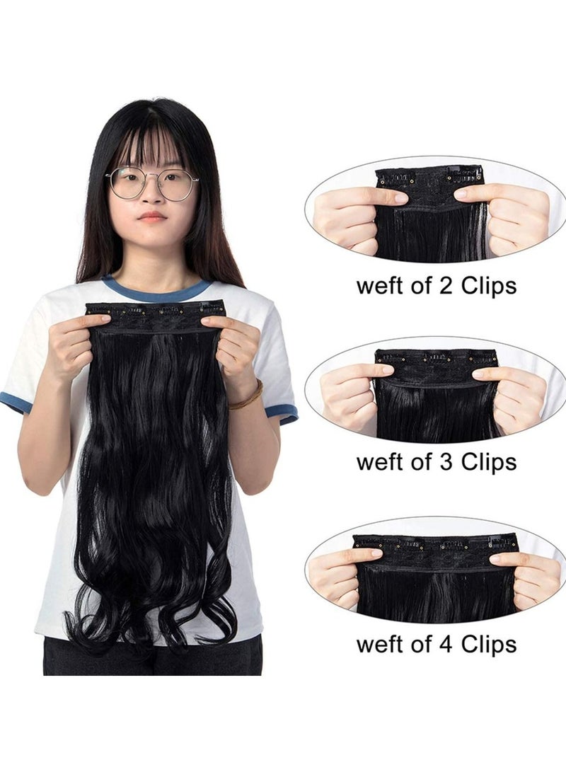 إستيل وصلات شعر 4 قطع 11 مشابك مموجة سميكة كاملة الرأس مزدوجة اللحمة على وصلات شعر صناعية متموجة قطع شعر للنساء أسود داكن مجعد - Image 4