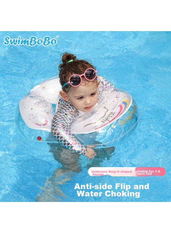 Swimbobo Children's Swim Ring, Kids' Armpit Float Ring For Ages 1-5, Baby Swim Ring For Boys And Girls, K5023 Rainbow XL - Image 1