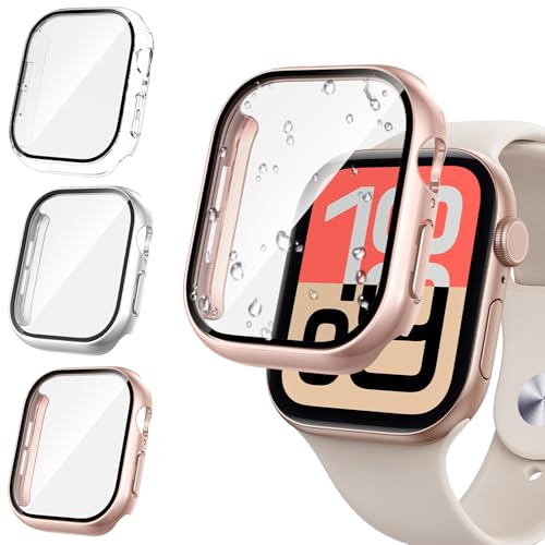 Tensea [3PCS for Apple Watch Screen Protector Case 44mm SE 3/SE 2rd Generation/SE/Series 6/5/4 Accessories, iWatch Protective Face Cover for Women Men, Bumper Tempered Glass for iPhone Watch 44 mm - Image 1