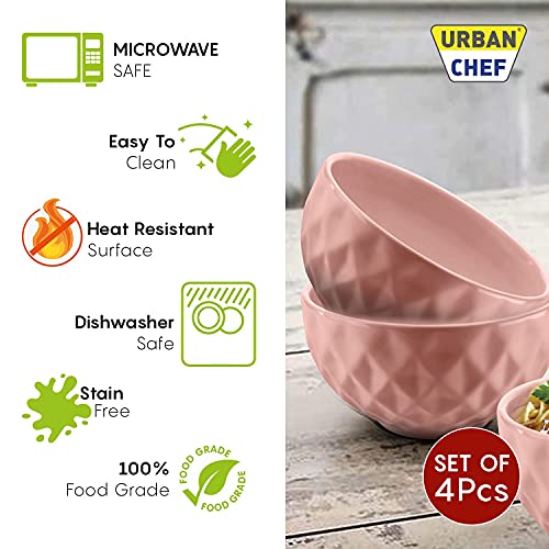 URBAN CHEF Ceramic Bowl | 500 ml | Kitchen Accessories Items for Home, Serving Bowl,Bowl Set for Gift, Microwave Safe Bowl Set, Ice Cream Bowl, Prism Ceramic Handcrafted (Set of 4 - Colour May Vary) - Image 2