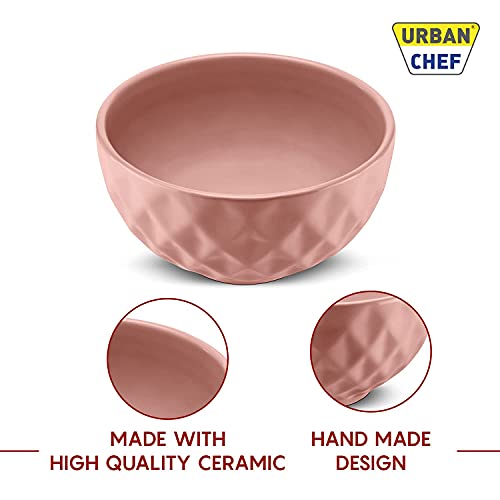 URBAN CHEF Ceramic Bowl | 500 ml | Kitchen Accessories Items for Home, Serving Bowl,Bowl Set for Gift, Microwave Safe Bowl Set, Ice Cream Bowl, Prism Ceramic Handcrafted (Set of 4 - Colour May Vary) - Image 5