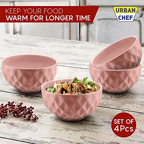 URBAN CHEF Ceramic Bowl | 500 ml | Kitchen Accessories Items for Home, Serving Bowl,Bowl Set for Gift, Microwave Safe Bowl Set, Ice Cream Bowl, Prism Ceramic Handcrafted (Set of 4 - Colour May Vary) - Image 4