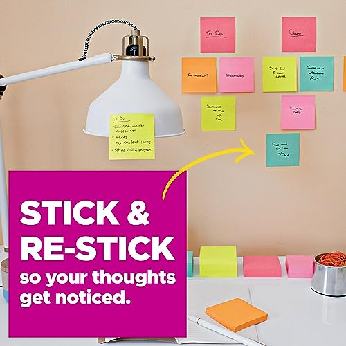 Post It Post-it Super Sticky Notes, 24 Sticky Note Pads, 3 x 3 in., School Supplies and Office Products, Ideal for Textbooks, Notebooks, Walls and Vertical Surfaces, Playful Primaries Collection - Image 3