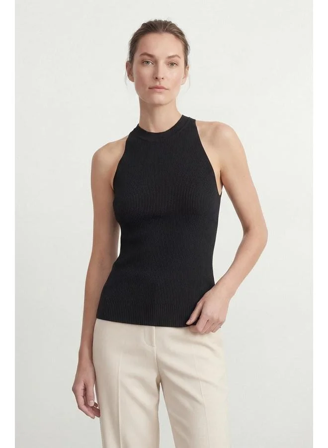 Soul Women's Round Neck Sleeveless Blouse - 31860BLZ - BLACK