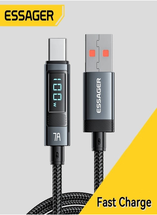 ESSAGER - High quality braided cable USB To C ,1 meter long, screen to display data, supports fast charging - Image 1