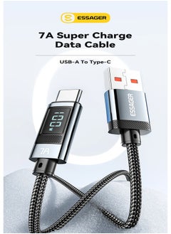 ESSAGER High quality braided cable USB To C ,1 meter long, screen to display data, supports fast charging  - Image 2
