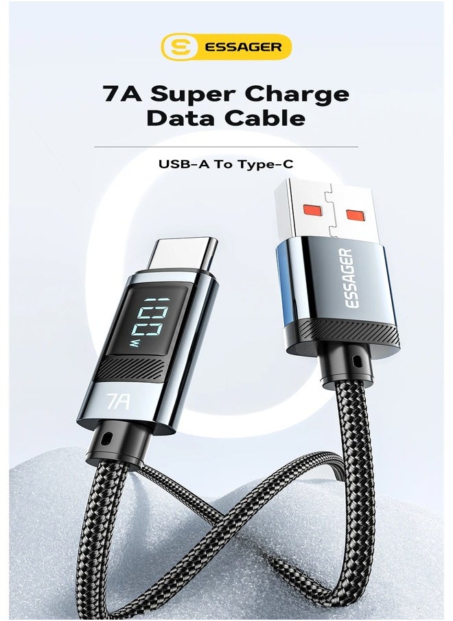 ESSAGER - High quality braided cable USB To C ,1 meter long, screen to display data, supports fast charging - Image 1