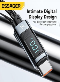 ESSAGER High quality braided cable USB To C ,1 meter long, screen to display data, supports fast charging  - Image 4