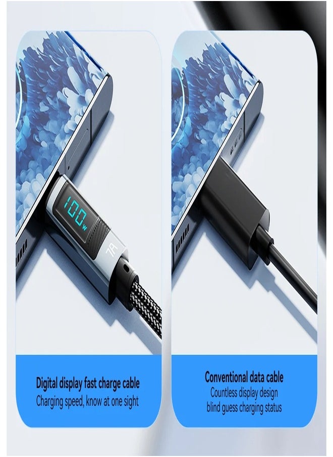 ESSAGER - High quality braided cable USB To C ,1 meter long, screen to display data, supports fast charging - Image 1