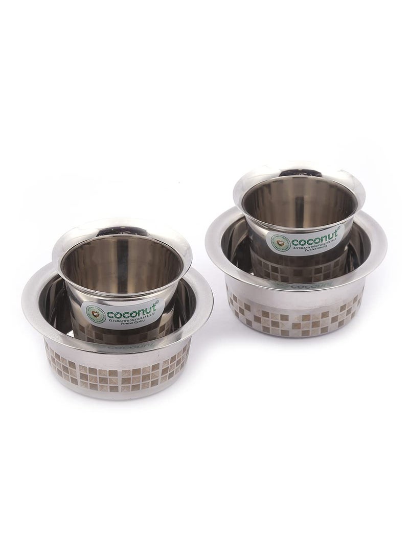 Coconut coconut Stainless Steel Star Coffee Glass/Tumbler with Dabra with Glass - Set of 2 - Capacity - 150 ML Each  - Image 2