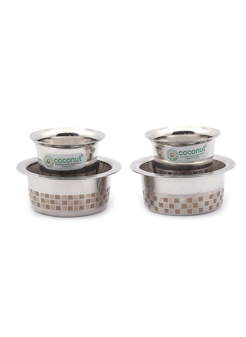 Coconut coconut Stainless Steel Star Coffee Glass/Tumbler with Dabra with Glass - Set of 2 - Capacity - 150 ML Each  - Image 1