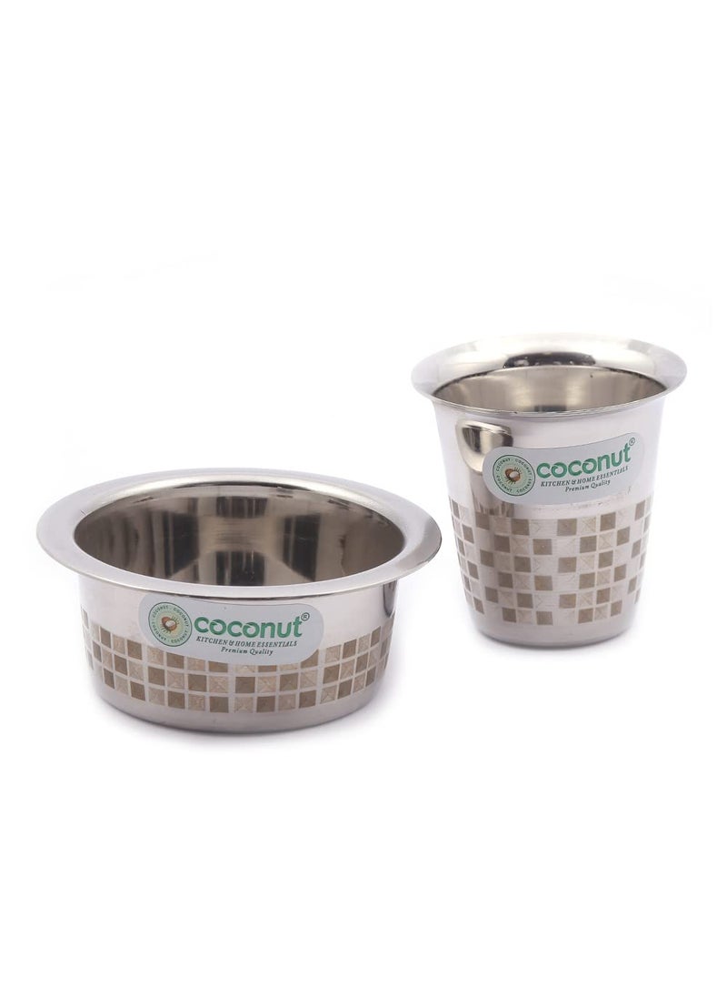 Coconut coconut Stainless Steel Star Coffee Glass/Tumbler with Dabra with Glass - Set of 2 - Capacity - 150 ML Each  - Image 3