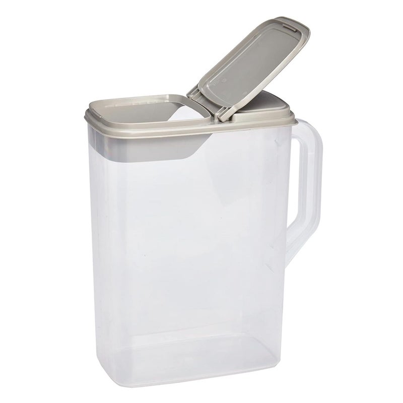 Buddeez Pet Food Storage Container - 8 Quart Capacity Dog / Cat Food & Bird Seed Container with Durable EZ Grip Handle, Flip Gray Lid (includes 1 Cup Clear Scoop) - Image 1