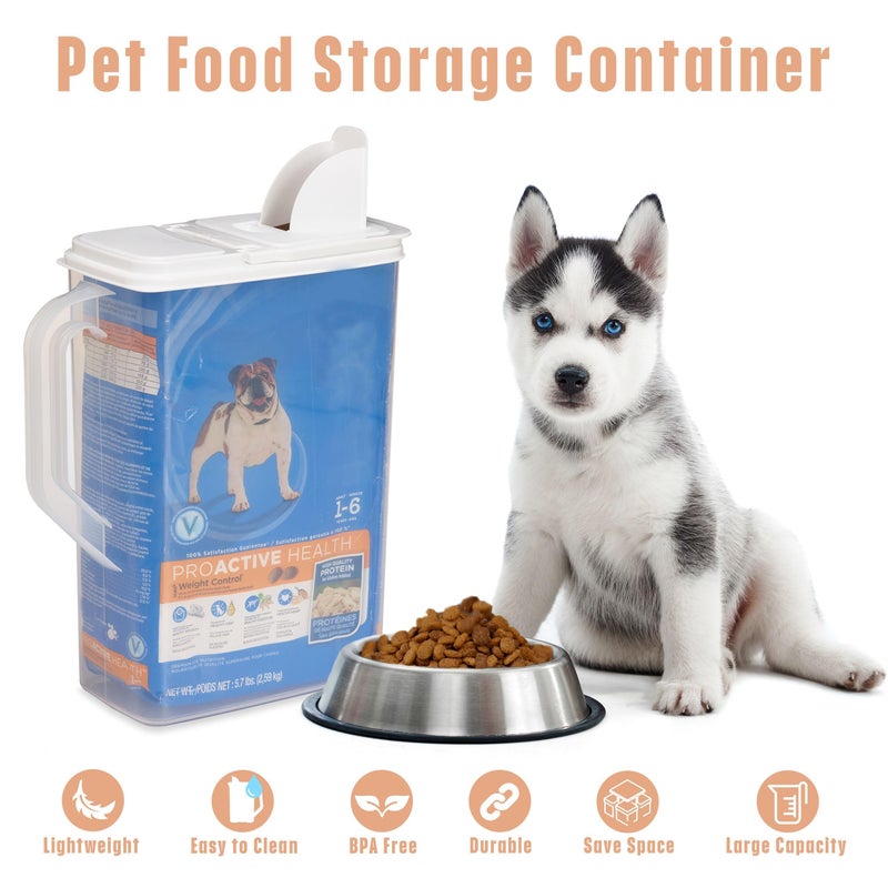 Buddeez Pet Food Storage Container - 8 Quart Capacity Dog / Cat Food & Bird Seed Container with Durable EZ Grip Handle, Flip Gray Lid (includes 1 Cup Clear Scoop) - Image 4