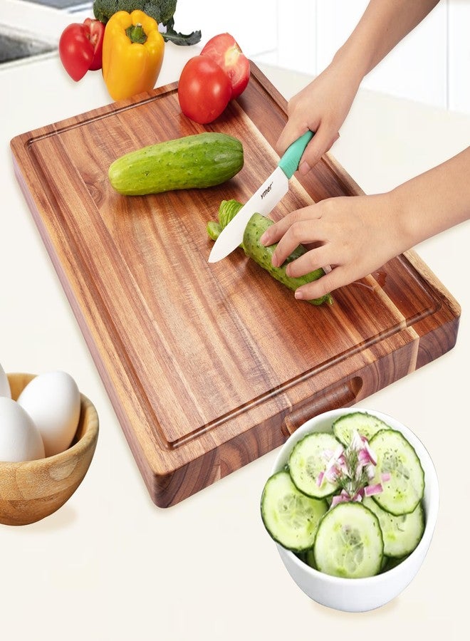 GAOMON 20 Inch Large Acacia Wood Cutting Board 1.5" Thick, Reversible Wooden Cutting Board for Kitchen, Charcuterie Board Cheese Board with Deep Groove, Chopping Board for Meat, Vegetables, Fruit - Image 5