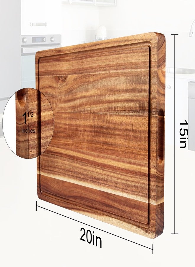 GAOMON 20 Inch Large Acacia Wood Cutting Board 1.5" Thick, Reversible Wooden Cutting Board for Kitchen, Charcuterie Board Cheese Board with Deep Groove, Chopping Board for Meat, Vegetables, Fruit - Image 2
