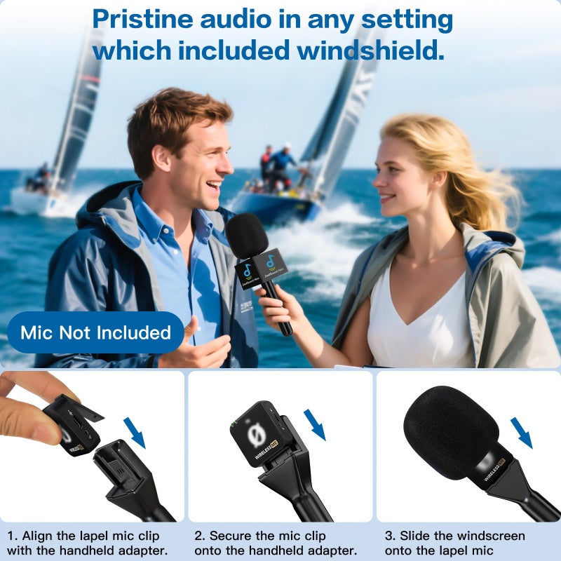 ZealSound Mic Handle for DJI Mic Mini/2/3, RODE Wireless GO 2/3, Hollyland Lark M1/C1, BOYA Mini & More, Wireless Lavalier Microphone Holder for Interviews, Vlogging, YouTube, TikTok, Reporting - Image 4