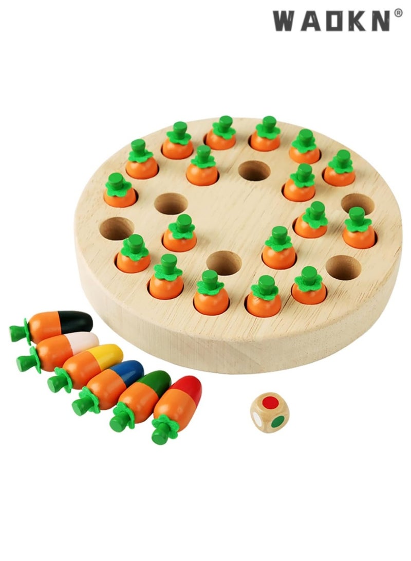 WAOKN Montessori Toy from 4 Years, Memory Chess Learning Toy, Memory Game, Improves Memory and Colour Perception, Birthday Gifts for Girls and Boys (Carrot) - Image 1