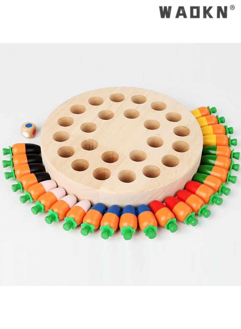 WAOKN Montessori Toy from 4 Years, Memory Chess Learning Toy, Memory Game, Improves Memory and Colour Perception, Birthday Gifts for Girls and Boys (Carrot) - Image 3