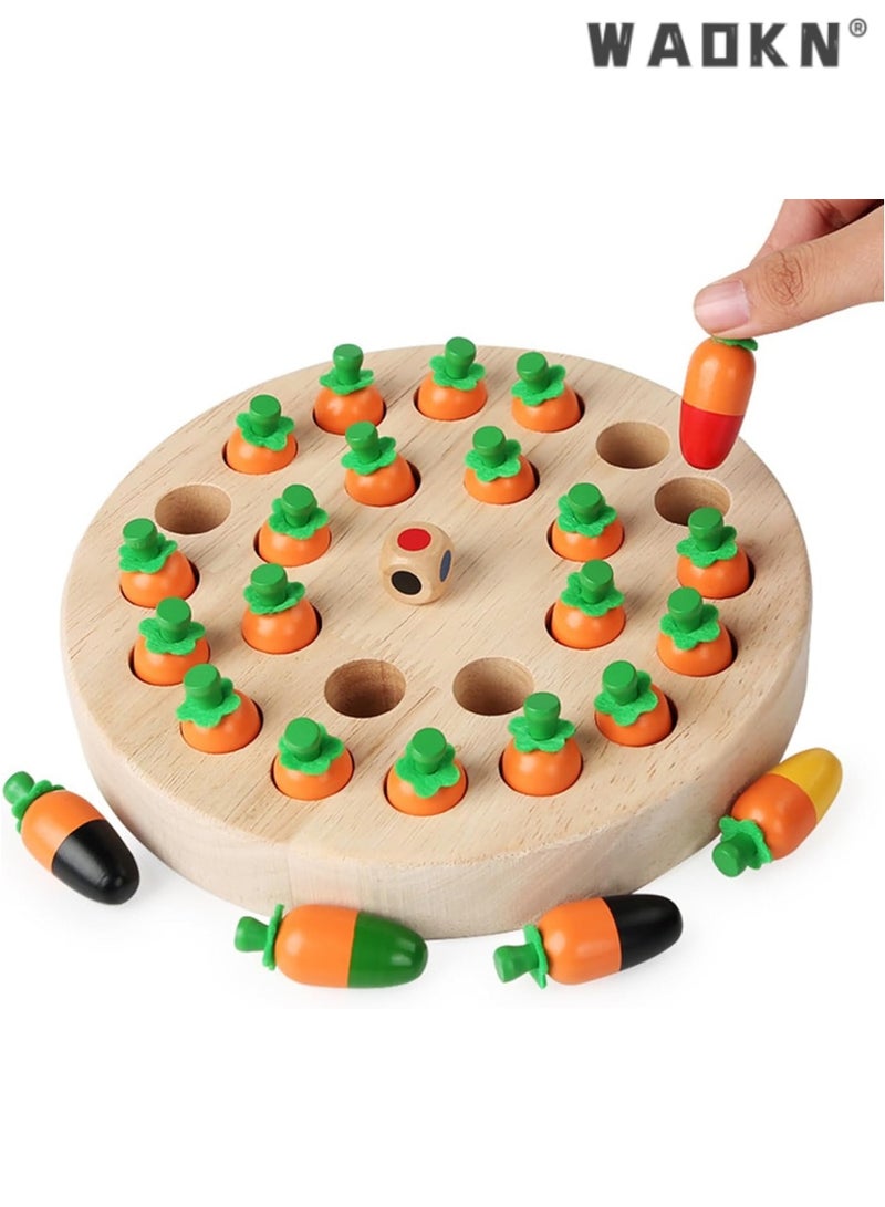 WAOKN Montessori Toy from 4 Years, Memory Chess Learning Toy, Memory Game, Improves Memory and Colour Perception, Birthday Gifts for Girls and Boys (Carrot) - Image 2