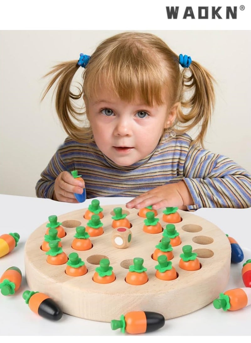WAOKN Montessori Toy from 4 Years, Memory Chess Learning Toy, Memory Game, Improves Memory and Colour Perception, Birthday Gifts for Girls and Boys (Carrot) - Image 4
