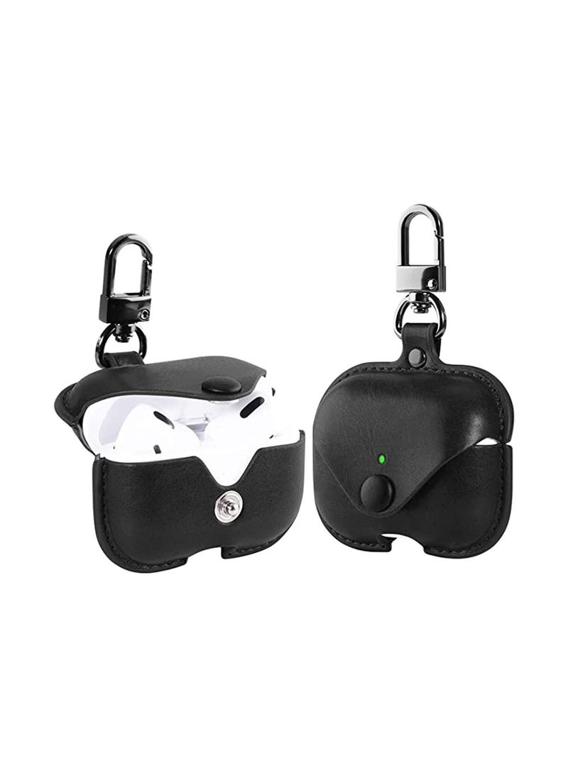 Generic Genuine Leather Case Compatible with AirPods Pro Case, Protective Cover for Apple AirPods pro Case Headphones EarPods, Soft Leather Cover with Keychain Hook  - Image 3