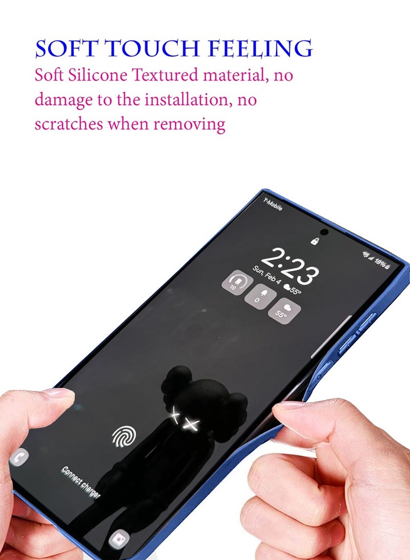 Wtech Samsung Galaxy S25 Ultra 5G 2025 Support Wireless Charging Magnetic Cover Texture PU Leather  Phone Case Cover (MCMPMN) - Navy Blue - Image 4