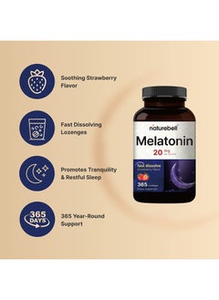 NatureBell Melatonin 20mg, 365 Fast Dissolve Tablets - Natural Strawberry Flavor - Vegetarian Chewable Lozenges for 1 Year Supply, High Potency | Non-GMO, No Gluten  - Image 4