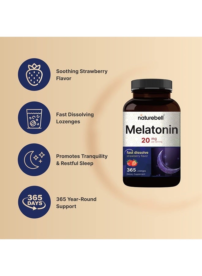 NatureBell Melatonin 20Mg Nighttime Sleep Aid Fast Dissolve Strawberry 365 Lozenges - Image 4