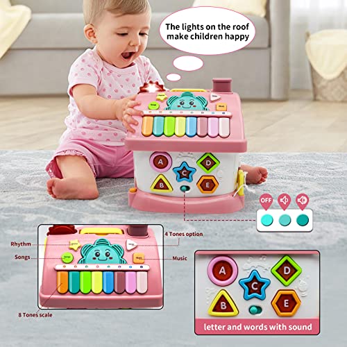 Montessori ألعاب مونتيسوري للفتيات من عمر 1 سنة فما فوق - بيت التعلم الموسيقي 8 في 1 لعبة للأطفال من 6-12 و12-18 شهرًا، ألعاب للأطفال بعمر 1 و2 سنة، هدايا عيد ميلاد للفتيات - Image 4