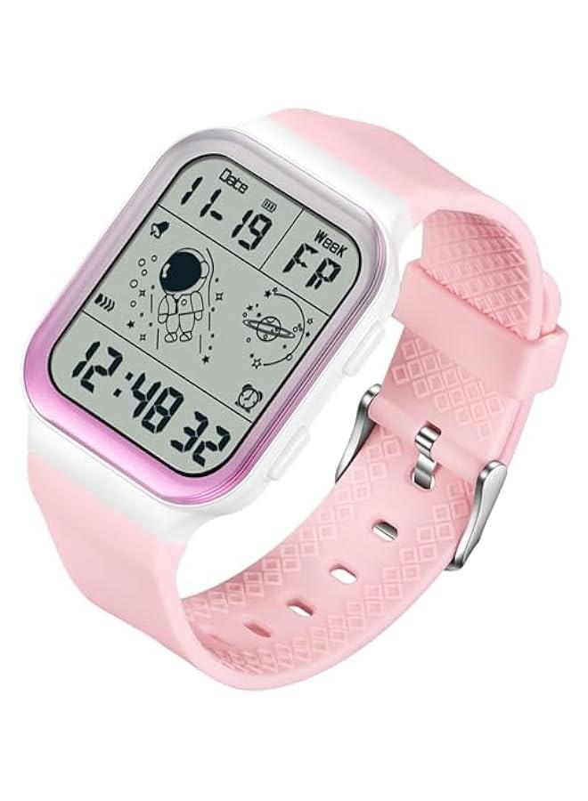Digital Watch Rectangular Watches for Women Men White Unisex Square LED Electronic 5ATM Waterproof Wristwatch Sports Silicone Strap - Image 1