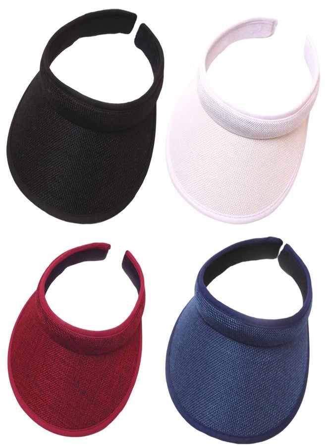 KORADI Women's Sun Visor Hats 4 Pack Wide Brim Golf Visor with Clip Hat Summer UV Protection Beach Cap for Kids UPF 50 - Image 1