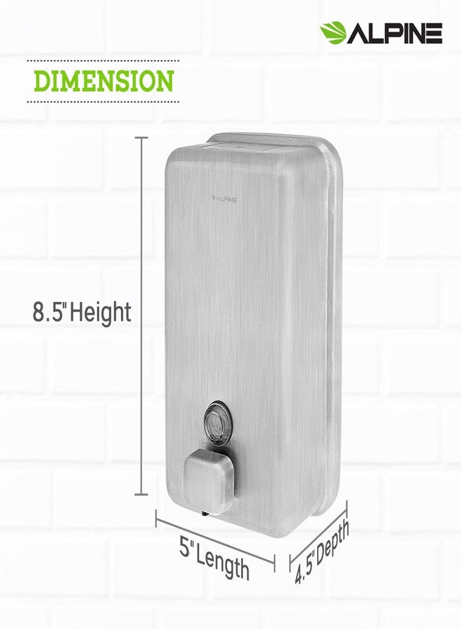 Alpine Industries Manual Stainless Steel Liquid Soap Dispenser, Vertical - 40oz Capacity - Rust Proof Wall Mounted Commercial Handsoap Holder for Office Home & Hotel - Image 4