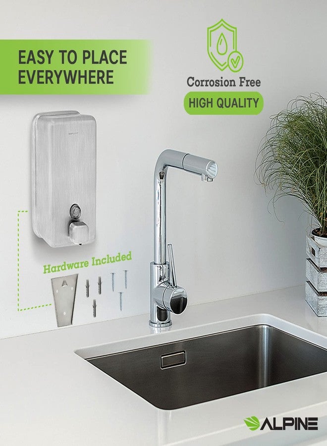 Alpine Industries Manual Stainless Steel Liquid Soap Dispenser, Vertical - 40oz Capacity - Rust Proof Wall Mounted Commercial Handsoap Holder for Office Home & Hotel - Image 5