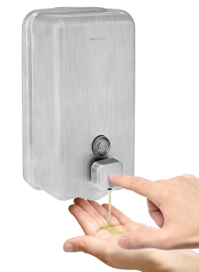 Alpine Industries Manual Stainless Steel Liquid Soap Dispenser, Vertical - 40oz Capacity - Rust Proof Wall Mounted Commercial Handsoap Holder for Office Home & Hotel - Image 1