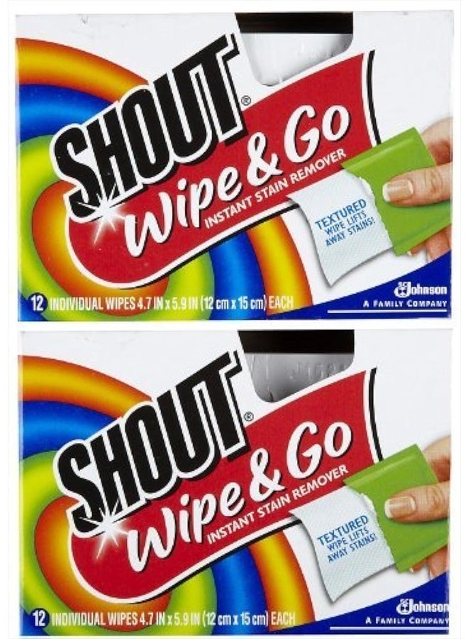 Shout مناديل إزالة البقع من شاوت، 12 قطعة (عبوة من قطعتين) - Image 1