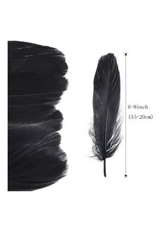 KASTWAVE 100PCS Black Feathers, Natural Goose Feathers Decoration, Assorted Colorful 6 7 8 Inch / 15 20CM, Feather for Clothing Decoration DIY Crafts Festival (Black)  - Image 5