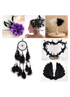 KASTWAVE 100PCS Black Feathers, Natural Goose Feathers Decoration, Assorted Colorful 6 7 8 Inch / 15 20CM, Feather for Clothing Decoration DIY Crafts Festival (Black)  - Image 4