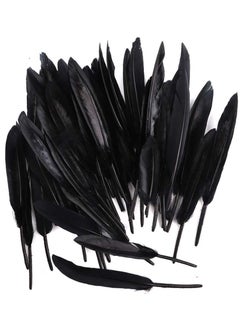 KASTWAVE 100PCS Black Feathers, Natural Goose Feathers Decoration, Assorted Colorful 6 7 8 Inch / 15 20CM, Feather for Clothing Decoration DIY Crafts Festival (Black)  - Image 1