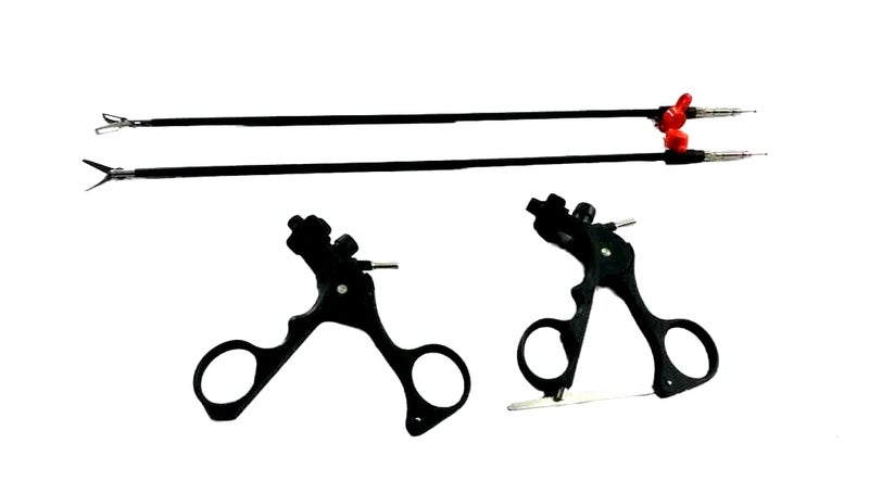 ADDLER Laparoscopic Storz Type Fenestrated Grasper Curved Scissors Instrument set of 2 - Image 1