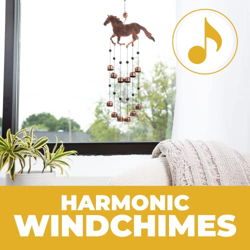 Dawhud Direct 24-inch H Galloping Horse Wind Chimes for Outside Unique - Moon Decor - Galloping Horse Windchimes - Outdoor Decorations - Garden Decoration, Gift for Women, Mom, Grandma, Unisex - Image 3